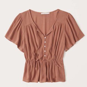Abercrombie Button-Through Flutter Sleeve Top
